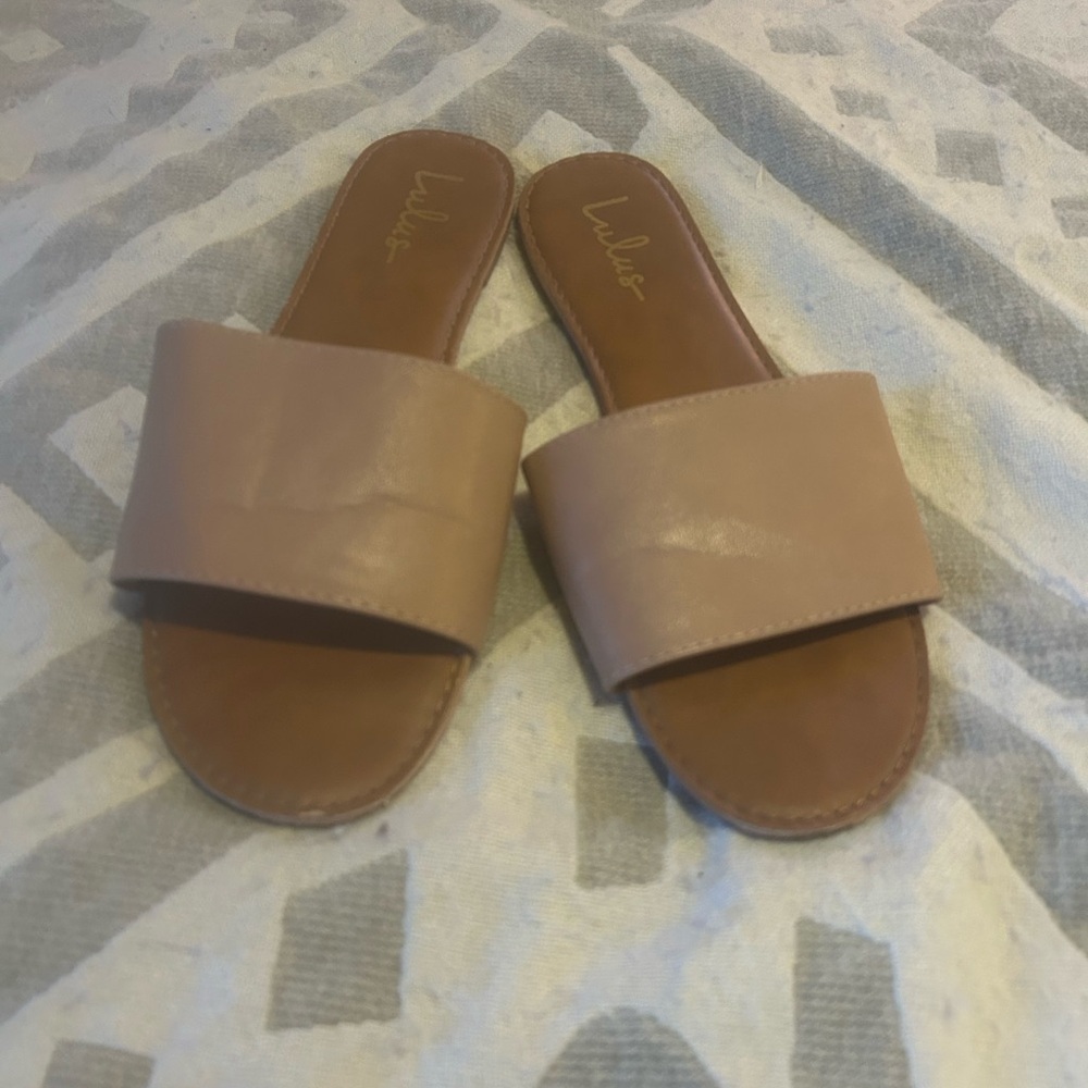 Lulu's Tan Slide Sandals